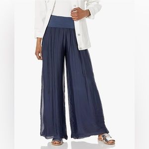 NWT Black Silk Palazoo Pants